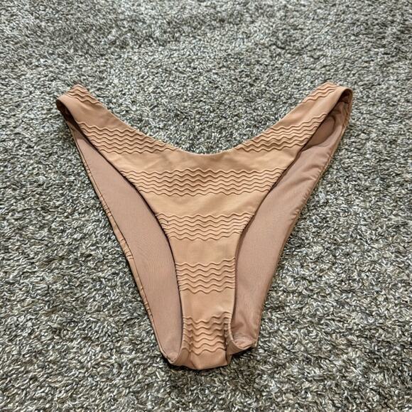 Aerie High Cut Bikini Bottoms Tan Cheeky Large - Picture 1 of 3